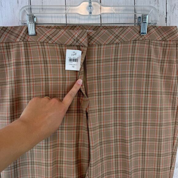 NWT J. Jill Premium Camel Plaid Bi-Stretch Straight Crop Pants Plus Size 16 - Picture 3 of 16